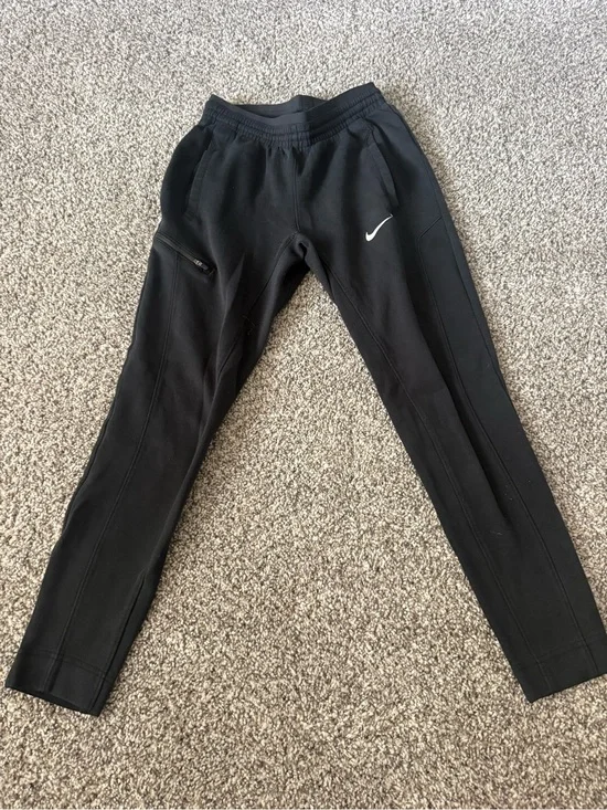 Nike Black Athletic Joggers with White Swoosh