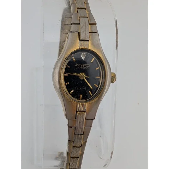 Vintage Nelsonic Watch Women 18mm Case Black Dial 7