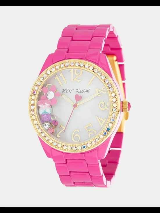 Betsey Johnson Pink Crystal Accent Women's Watch