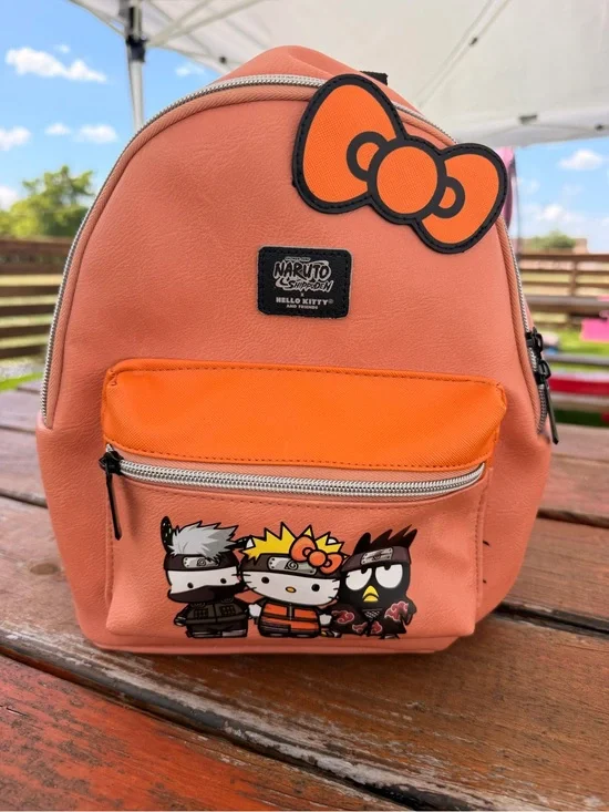 Hello Kitty x Naruto Peach-Orange Mini Backpack with Character Patch
