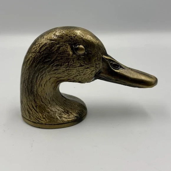Vintage Brass Duck Mallard Head Bottle Opener Barware Patina USA Cabin Decor