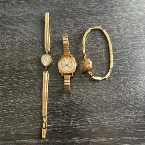 Lot of 3‎ VTG Womens Wristwatches Helbros Timex Waltham 2 Gold Filled UNtested