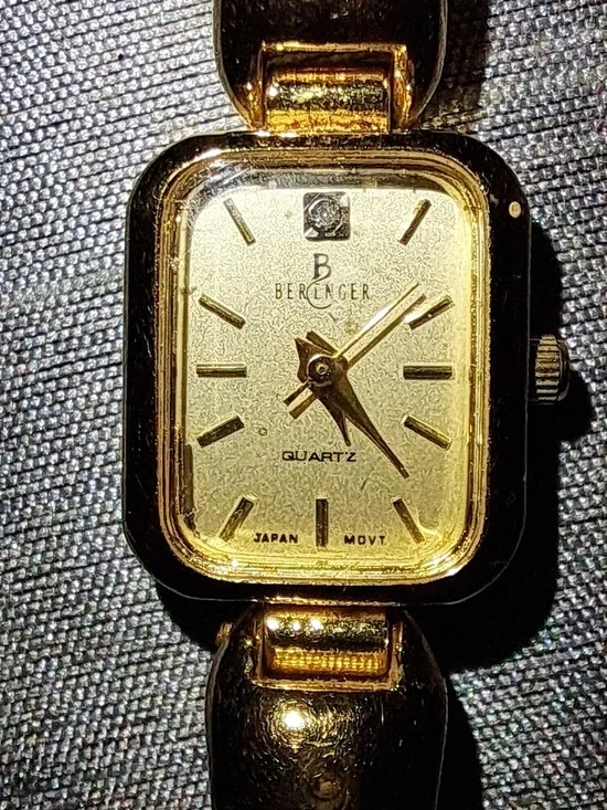 *Vintage*  Beringer Ladies' Gold Tone/ Crystal Encrusted Bracelet Watch