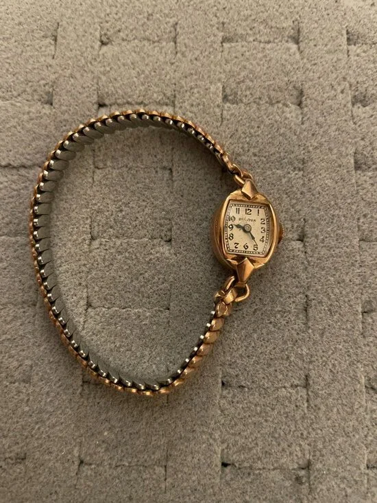 Vintage Rose Gold Watch Bulova 1930s ? Deco 14k Gold Filled C455559 Not Working