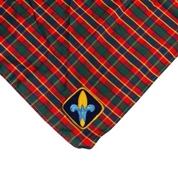 Boy Scout Plaid Scarf with Patch