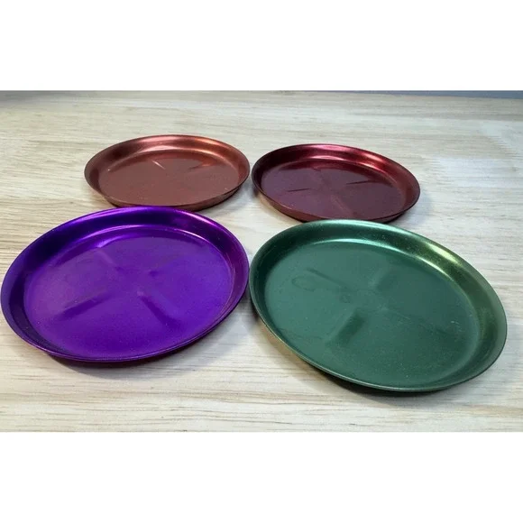 MCM‎ Coasters Colorful Fun Metal Retro Trinket Dishes Mid-Century Set of 4