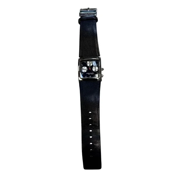 Anne Klein Wrist Watch OS Blck Good Leather Strap 12/7619 Swiss Movt Rectangular