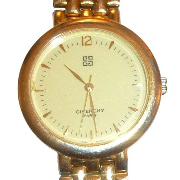 Givenchy Paris Vintage Gold Tone Wristwatch Round Champagne Dial GN-11006