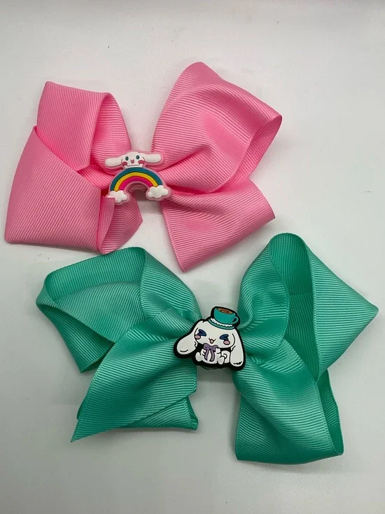 Pair of CINNAMOROLL SANRIO Ribbon Hair Bows in Pink & Mint Green Handmade