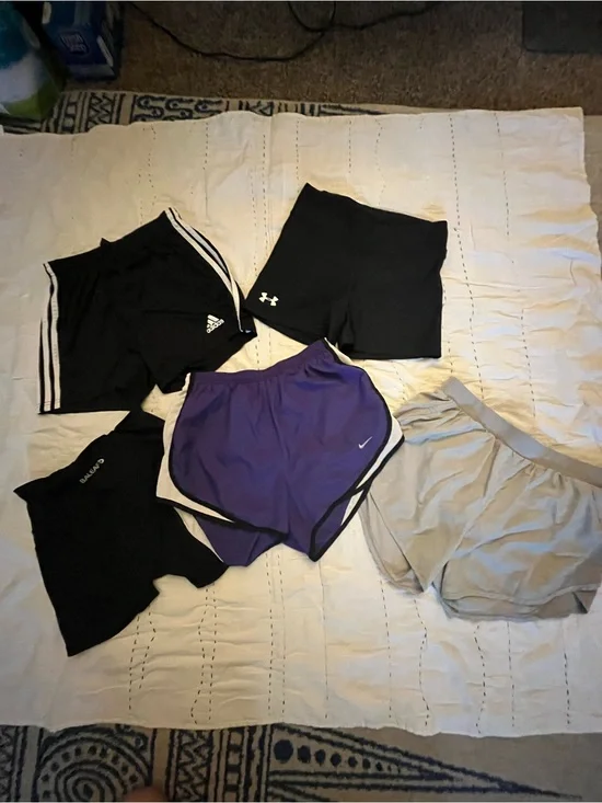 Mixed Athletic Shorts Bundle - Nike, Adidas, Under Armour (Black, Purple, Gray)