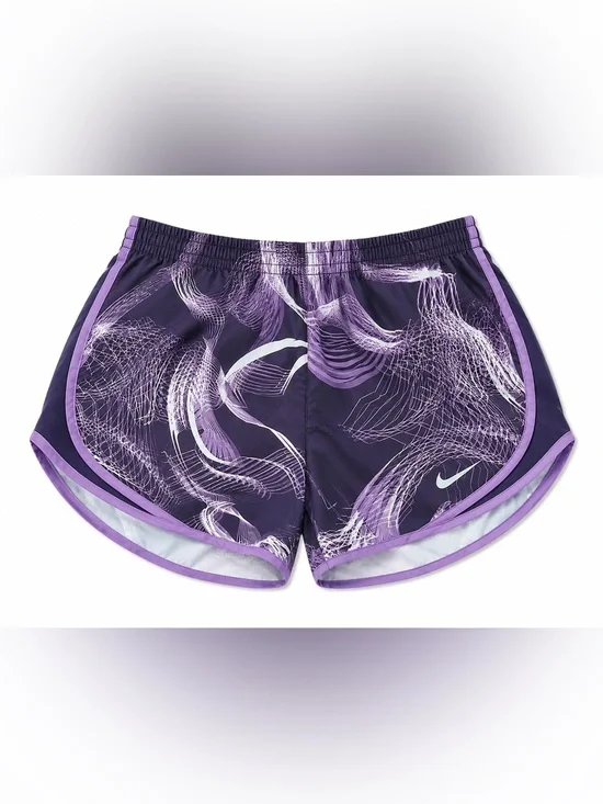 NIKE DRI FIT PURPLE AND WHITE DESIGN ATHLETIC SHORTS