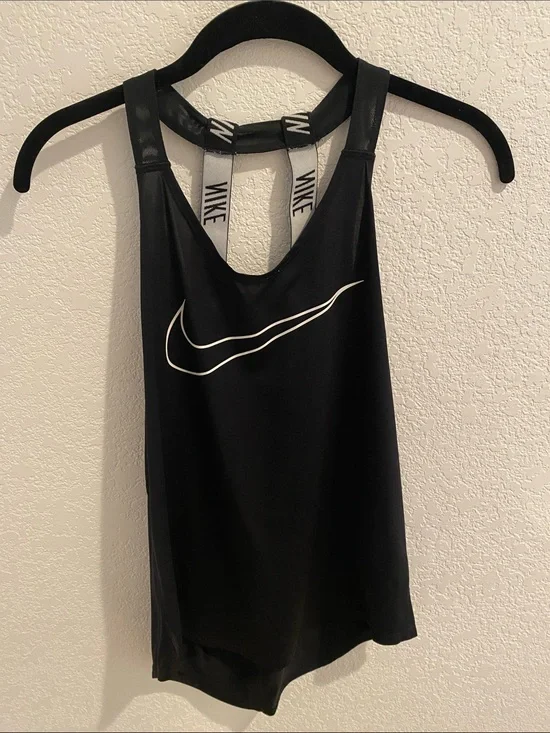 Nike Black Tank with White Swoosh and Branded Straps