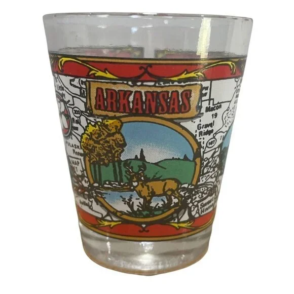 Shot Glass Arkansas Map Capitol Souvenir‎ Tourist