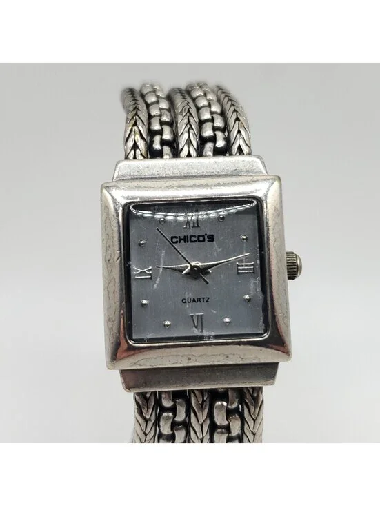 Chico's Quartz Chain Band Womens Watch 21mm Square New Battery