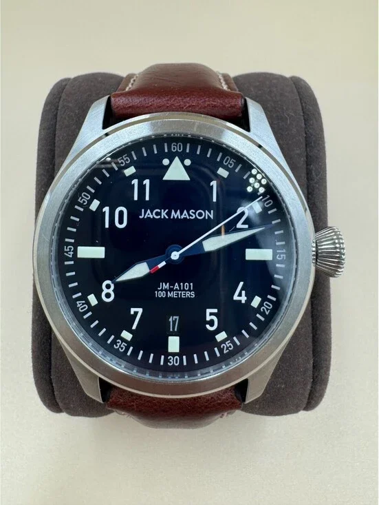 Jack Mason Pursuit Aviator JM-A101-004 | Black Dial Brown Original Leather Band