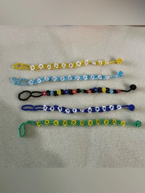 Kids Beaded Flower Bracelet - set of 5