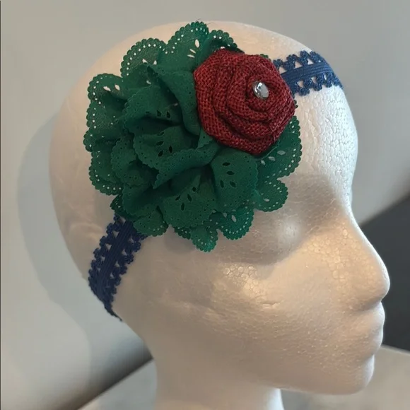 Vibrant Green and Red Floral Hair Accessory