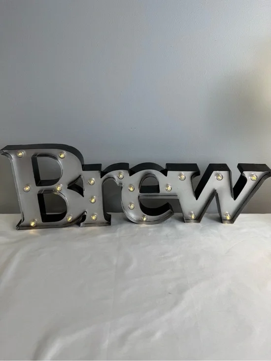 “Brew” Metal Battery Operated Brew Sign Nostalgic Style For Cafe’s Diner’s