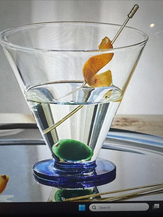 Anthropologie Garnish Martini Glass with Blue Base