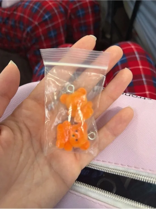 Cute Orange Teddy Charm Earrings