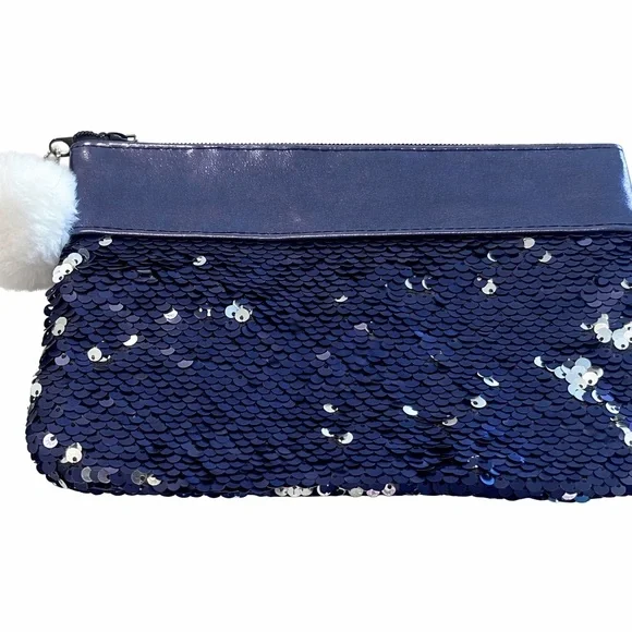 Navy Sequin Wristlet Clutch - Unbranded