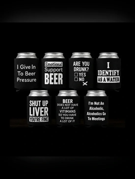 Set of 7 funny can koozies - great gifts, stocking stuffer