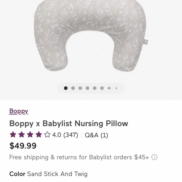 NWT Boppy x Babylist Nursing Pillow