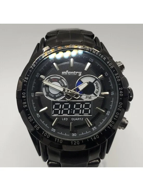 Infantry Dual Time Zone 45mm Mens Digital Analog Watch New Batteries