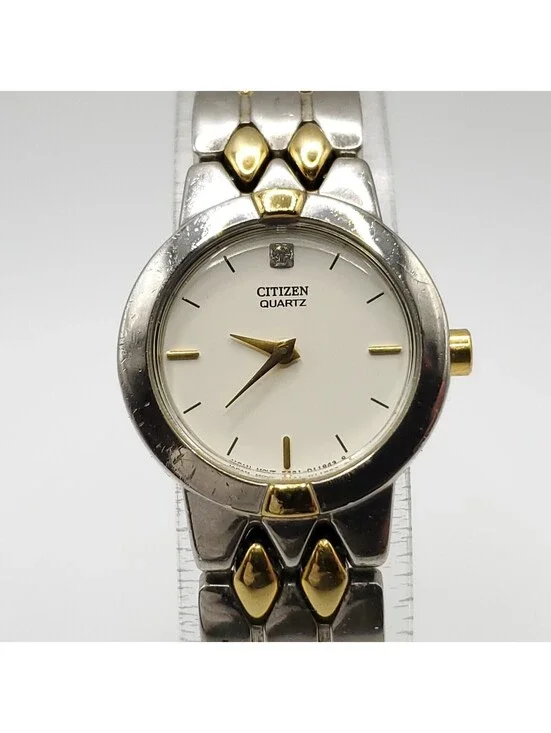 Citizen Quartz Womens Watch 20mm Two-Tone White Dial New Battery