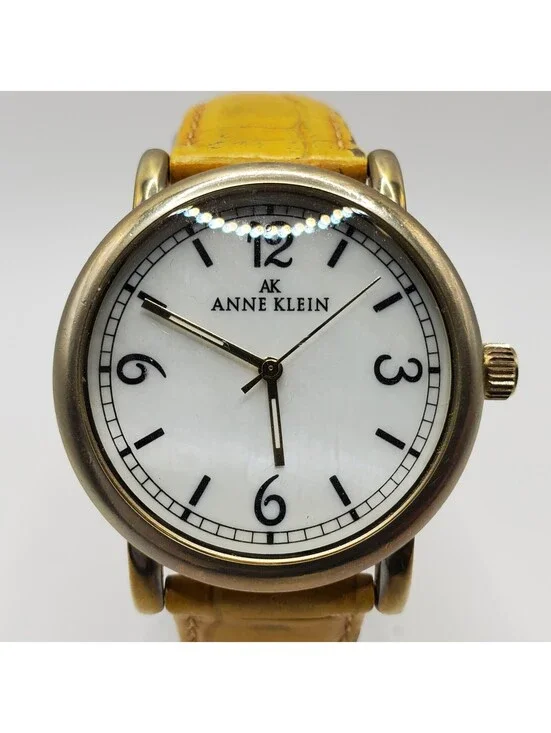 Anne Klein Quartz Womens Watch 36mm White Dial Gold Tone New Battery