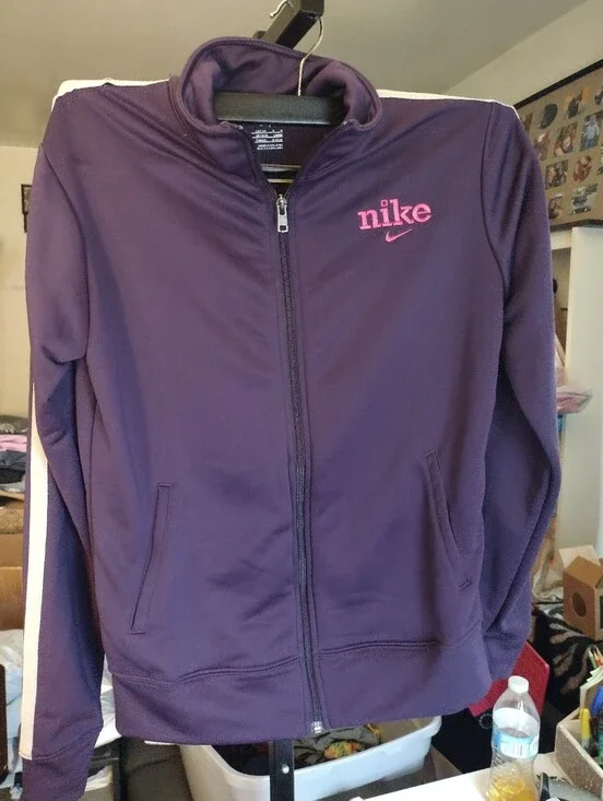 Vintage Nike Purple Jacket with Pink Logo Large