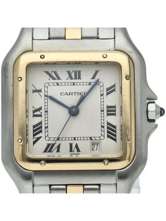 Cartier Panthere MM Watch 1 Row 18k Yellow Gold SS White Polished