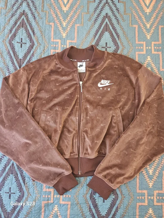 Nike Brown Velour Zip-Up Track Jacket