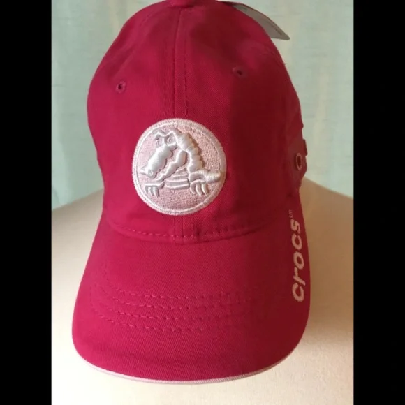 Red Embroidered Youth size Crocs Hat, NWT