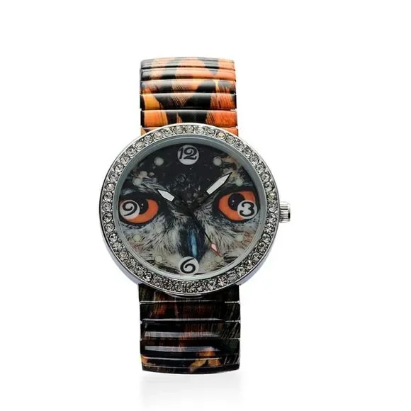 STRADA Animal Print Face Watch Stretchable Band