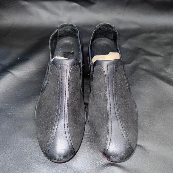 Nike Air Slip On Loafers Black Suede Leather Perforated Driving Shoes 8.5AA