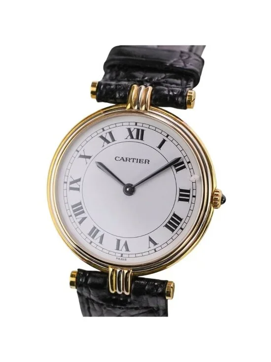 Cartier Vendome 18k 750 Trinity LM Quartz Watch Dial White Black