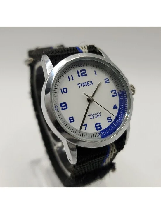 Timex Indiglo Blue Indicator 30mm Womens Watch White Dial New Battery