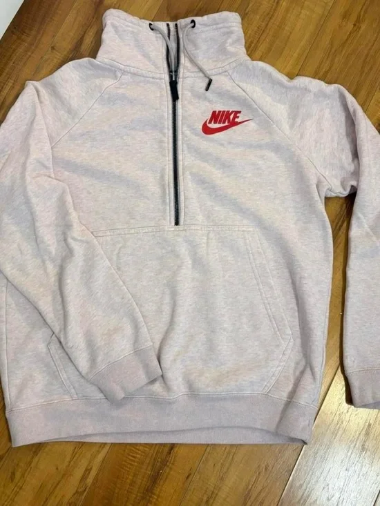 Nike Light Pink Fleece Lined Quarter Zip Pullover Sweatshirt Small sporty comfy