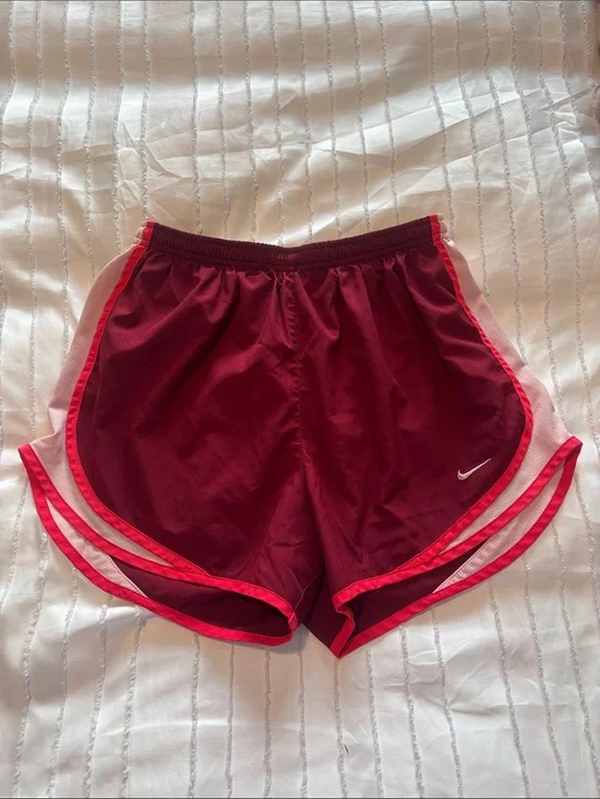 Nike Women’s Maroon Athletic Shorts with Pink Trim