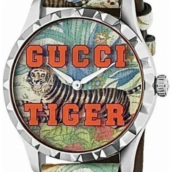 Gucci G-Timeless Tiger Swiss Watch 38mm, Sapphire Crystal, Swiss Made NEW