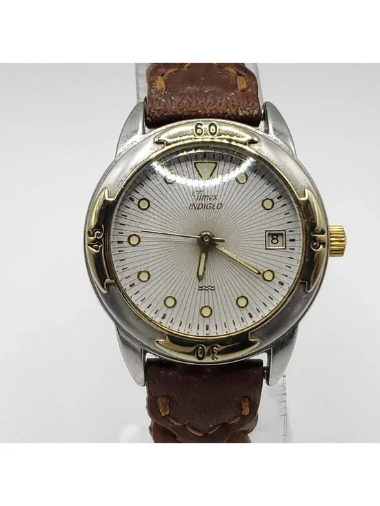 Timex Indiglo Womens Quartz Watch 24mm Brown Braided Band New Battery