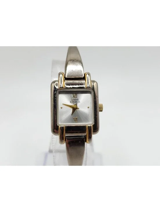 Anne Klein Quartz 16mm Womens Watch New Battery Silver Tone Square