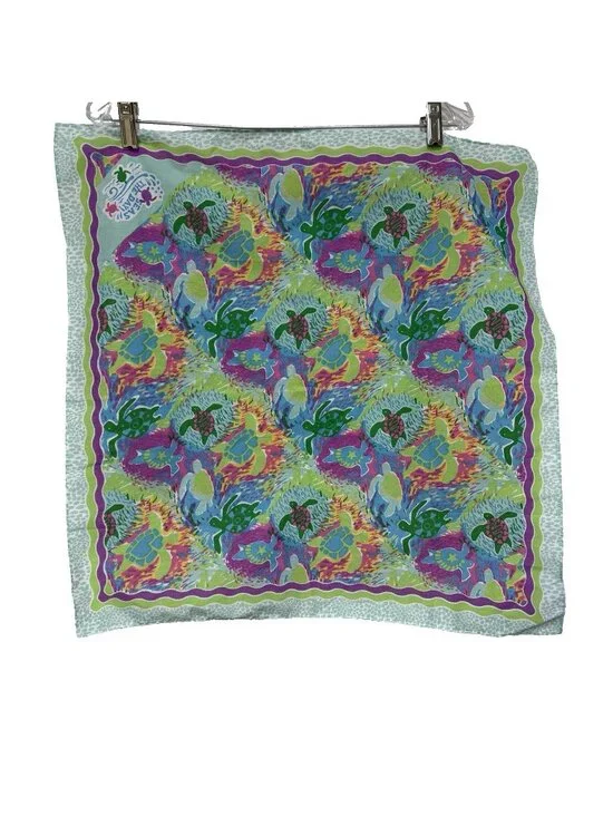 Girl Scouts Little Brownie Bandana Scarf Seas the Day Turtle Pocket Square 21x21
