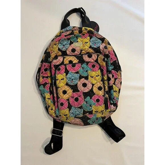 Betsey Johnson Backpack Quilted Cat Theme Back Pack‎ Doughnuts