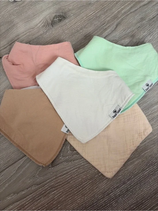 Neutral & Pastel Baby Bandana Bib Set - Soft Cream, Mint, Peach, Blush, Tan