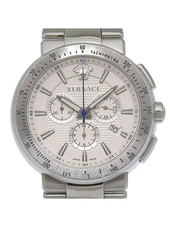 Versace Stainless Steel Quartz Chronograph White Dial Watch