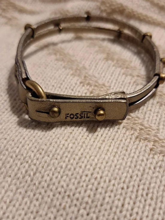 Fossil Metallic Gold Leather Double-Wrap Bracelet