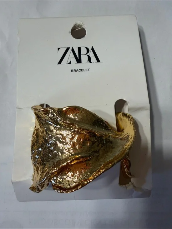 ZARA Metallic Gold Leaf Cuff Bracelet
