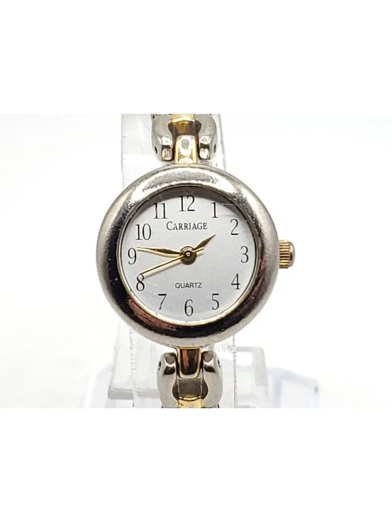 Carriage By Timex Womens Watch New Battery Two-Tone Silver Tone Dial 20mm